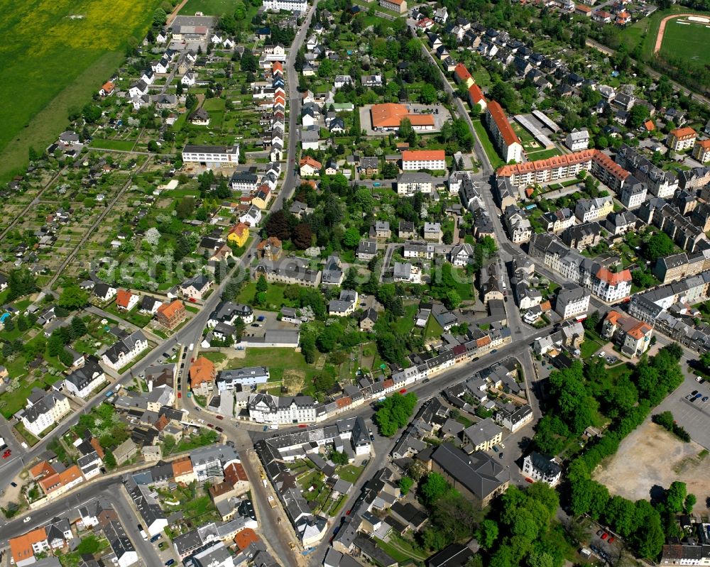 Aerial image Burkersdorf - The city center in the downtown area in Burkersdorf in the state Saxony, Germany