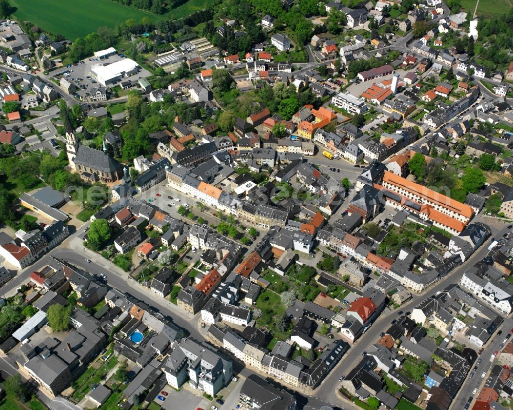 Aerial photograph Burkersdorf - The city center in the downtown area in Burkersdorf in the state Saxony, Germany