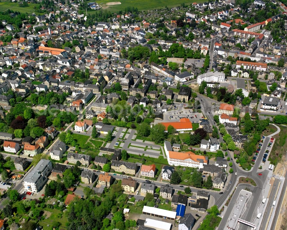 Burkersdorf from the bird's eye view: The city center in the downtown area in Burkersdorf in the state Saxony, Germany