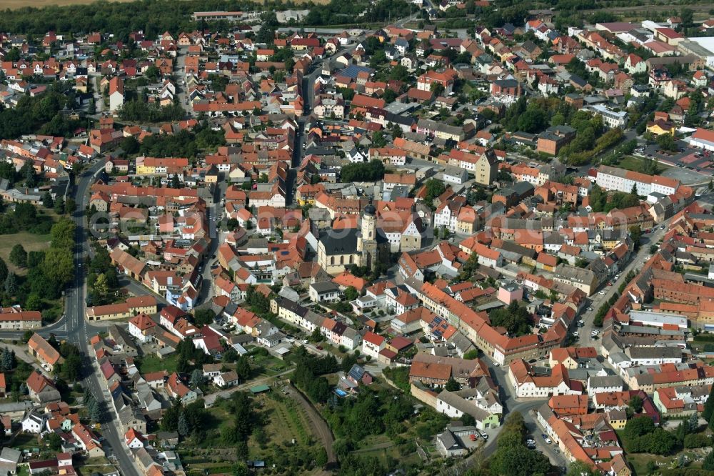 Buttstädt from above - The city center in the downtown area in Buttstaedt in the state Thuringia