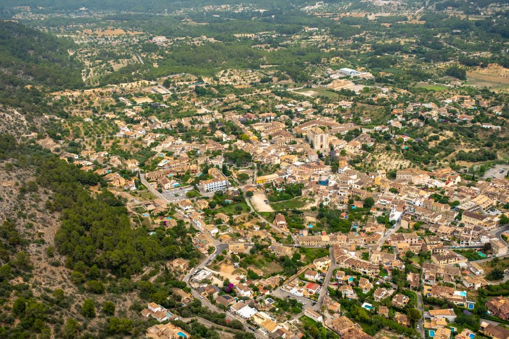 Calvia from above - The city center in the downtown area in Calvia in Balearic island of Mallorca, Spain