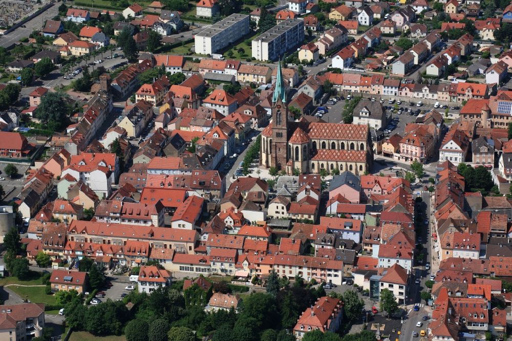 Cernay from the bird's eye view: The city center in the downtown are in Cernay in Frankreich
