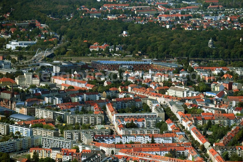 Dessau from the bird's eye view: The city center in the downtown area in Dessau in the state Saxony-Anhalt, Germany