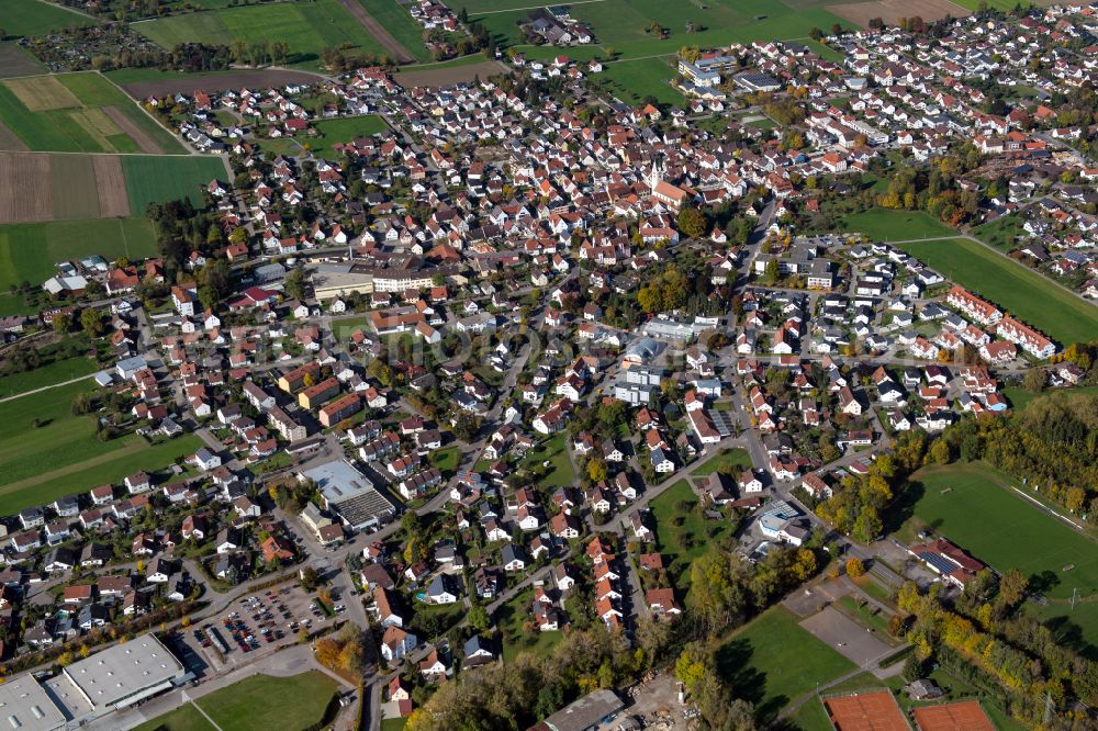 Aerial image Dietenheim - The city center in the downtown area in Dietenheim in the state Baden-Wuerttemberg, Germany