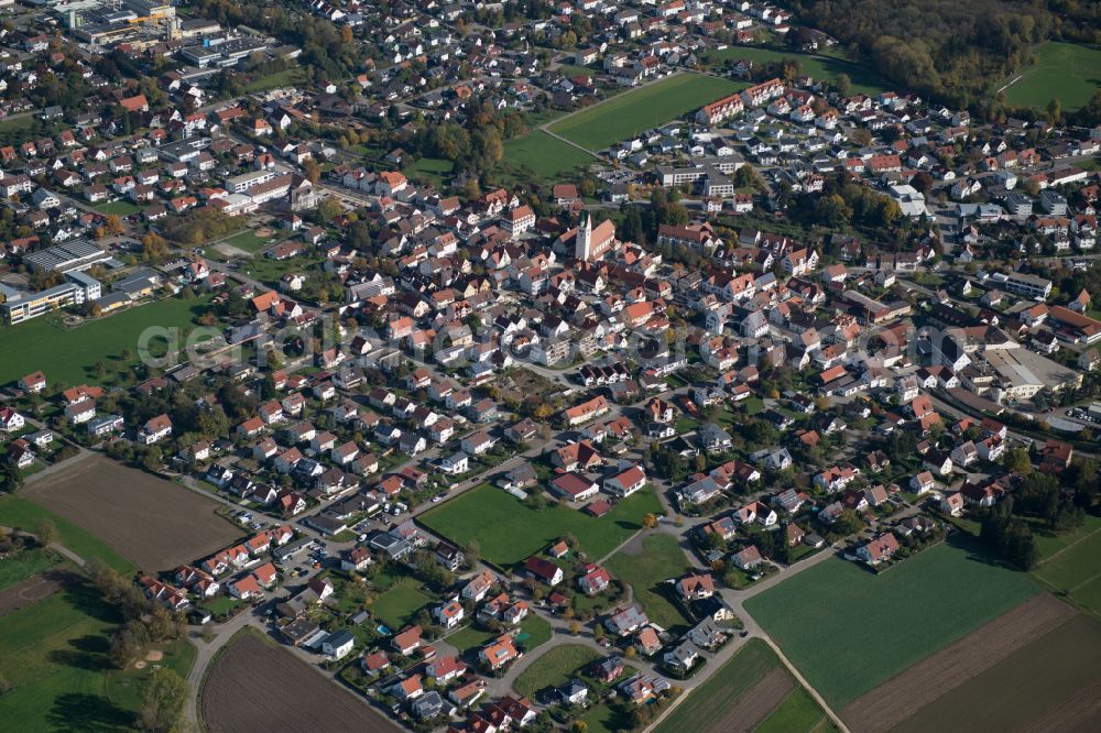 Aerial image Dietenheim - The city center in the downtown area in Dietenheim in the state Baden-Wuerttemberg, Germany
