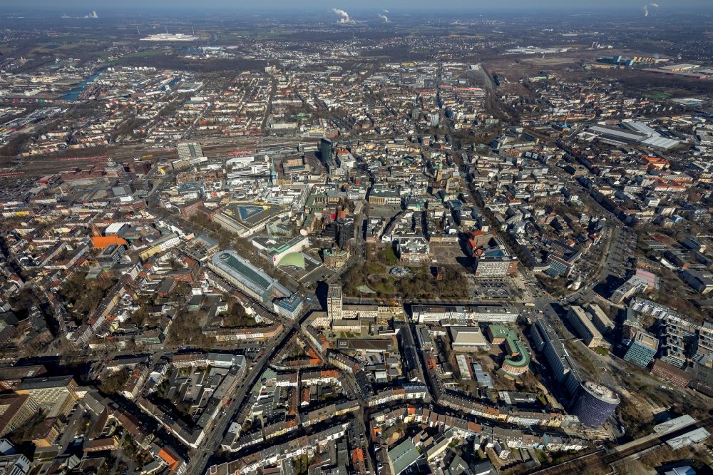 Dortmund from above - The city center in the downtown area in Dortmund in the state North Rhine-Westphalia, Germany
