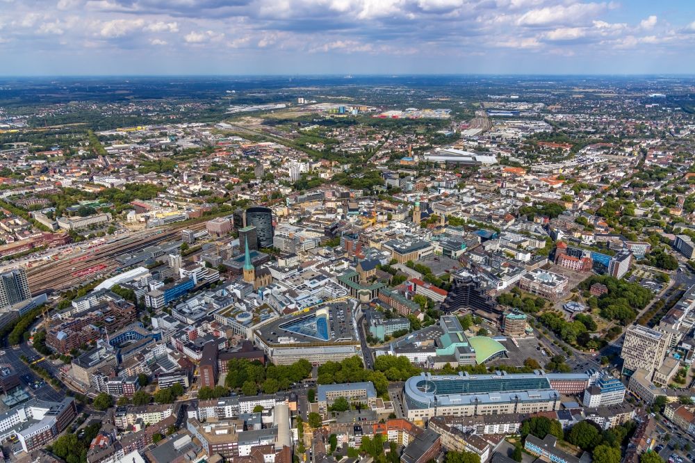 Aerial photograph Dortmund - The city center in the downtown area in Dortmund in the state North Rhine-Westphalia, Germany
