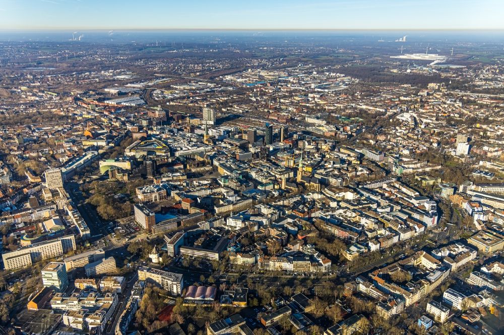 Aerial image Dortmund - The city center in the downtown area in Dortmund in the state North Rhine-Westphalia, Germany