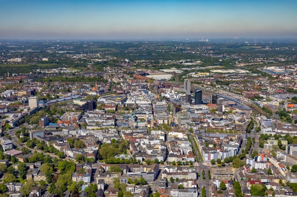 Dortmund from above - The city center in the downtown area in Dortmund at Ruhrgebiet in the state North Rhine-Westphalia, Germany