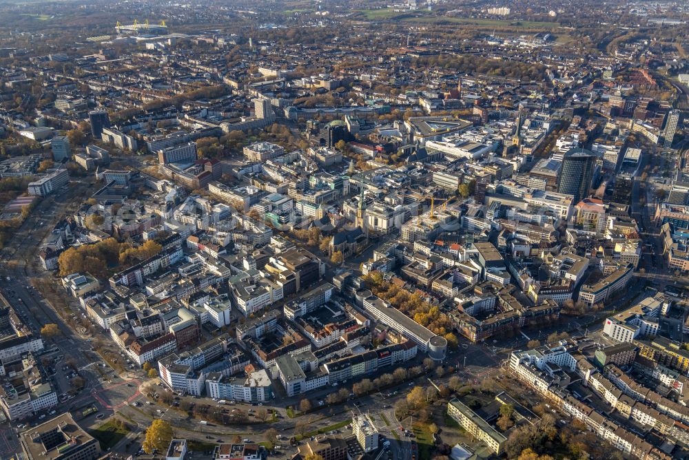 Dortmund from above - The city center in the downtown area in the district Altstadt in Dortmund at Ruhrgebiet in the state North Rhine-Westphalia, Germany