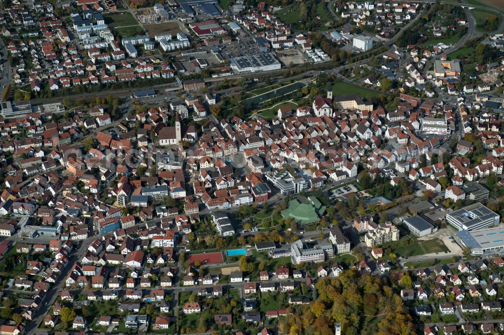 Ehingen (Donau) from the bird's eye view: The city center in the downtown area in Ehingen (Donau) in the state Baden-Wuerttemberg, Germany