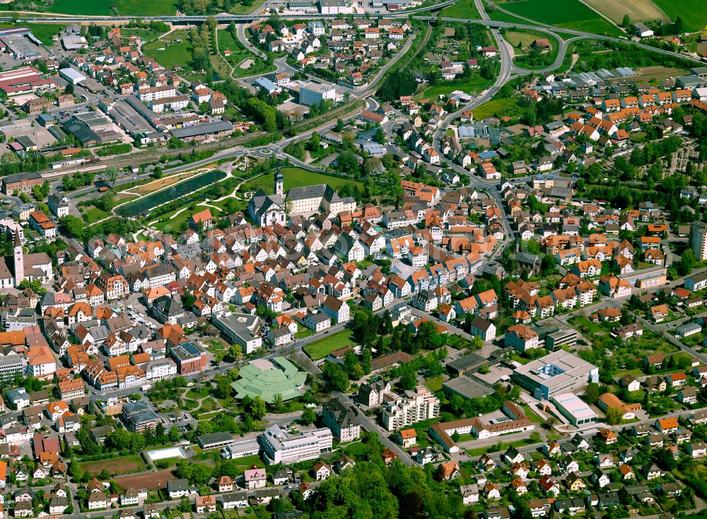 Aerial image Ehingen (Donau) - The city center in the downtown area in Ehingen (Donau) in the state Baden-Wuerttemberg, Germany