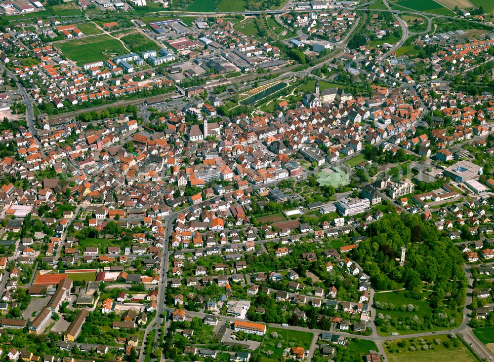 Aerial photograph Ehingen (Donau) - The city center in the downtown area in Ehingen (Donau) in the state Baden-Wuerttemberg, Germany