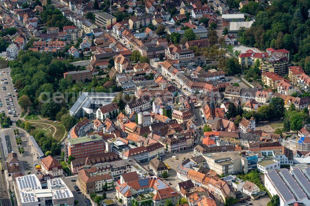 Emmendingen from above - The city center in the downtown area in Emmendingen in the state Baden-Wuerttemberg, Germany
