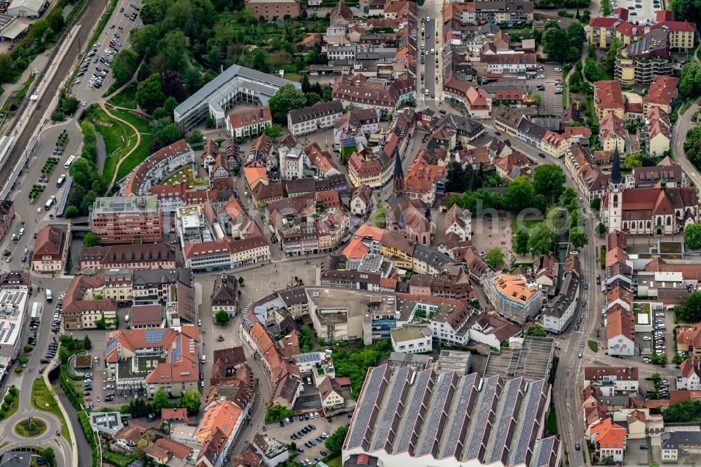 Aerial image Emmendingen - The city center in the downtown area in Emmendingen in the state Baden-Wurttemberg, Germany