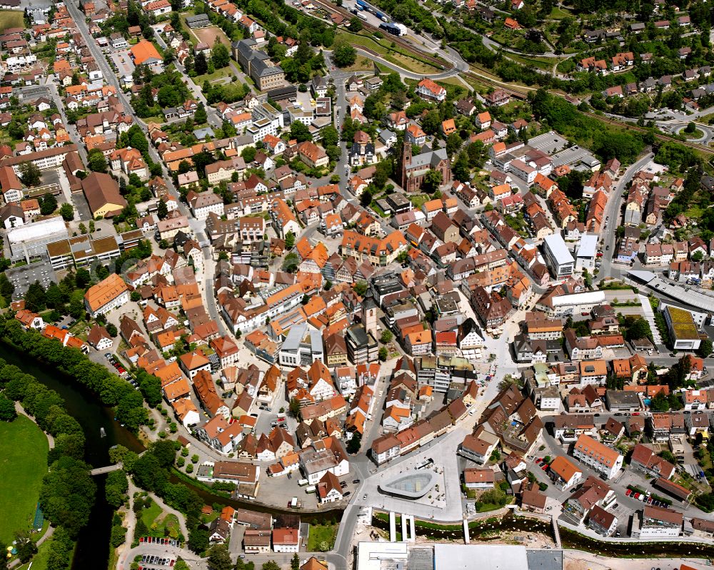 Emmingen from the bird's eye view: The city center in the downtown area in Emmingen in the state Baden-Wuerttemberg, Germany