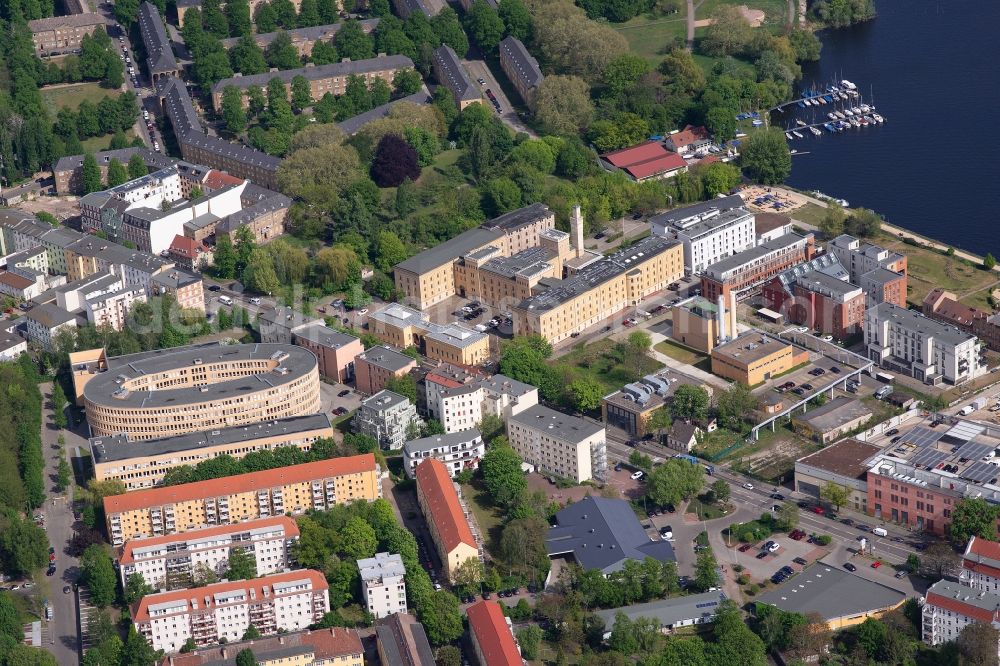 Aerial photograph Potsdam - The city center in the downtown area along the Zeppelinstrasse in Potsdam in the state Brandenburg, Germany