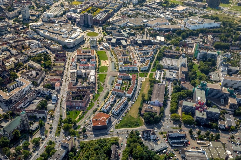 Essen from the bird's eye view: The city center in the downtown area in Essen in the state North Rhine-Westphalia, Germany