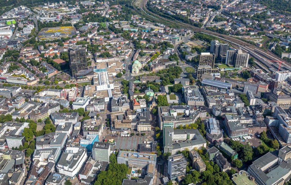 Essen from above - The city center in the downtown area in Essen in the state North Rhine-Westphalia, Germany