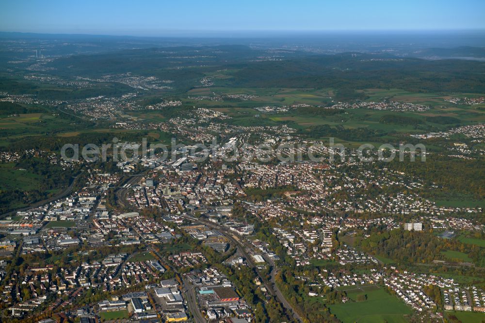 Aerial image Faurndau - The city center in the downtown area in Faurndau in the state Baden-Wuerttemberg, Germany