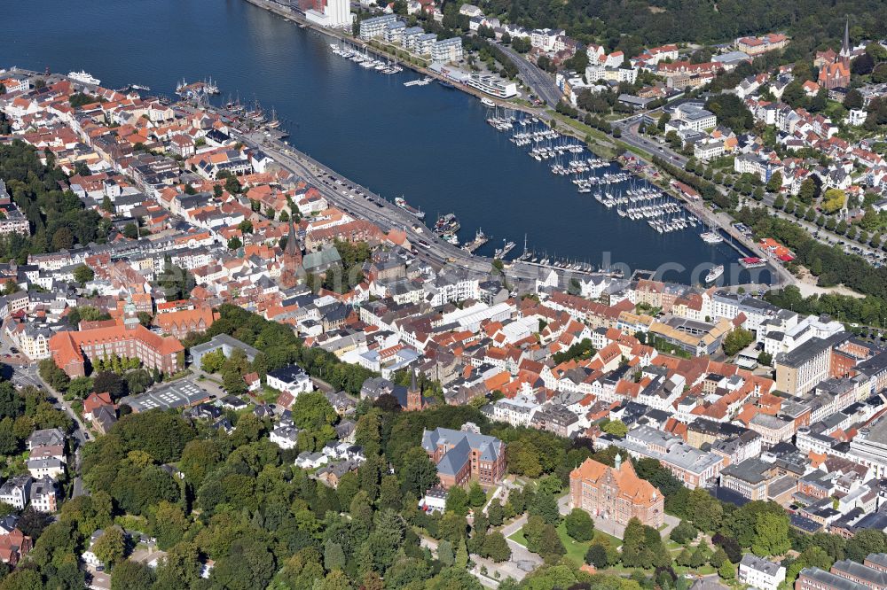 Flensburg from above - The city center in the downtown are in Flensburg in the state Schleswig-Holstein