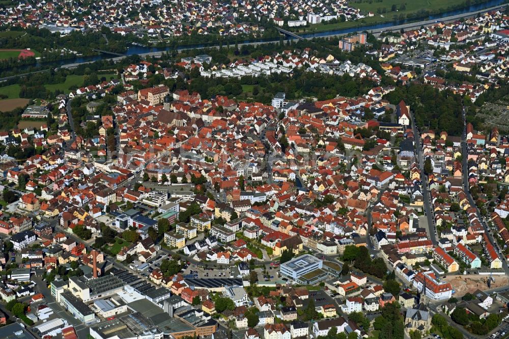 Forchheim from above - The city center in the downtown area in Forchheim in the state Bavaria, Germany