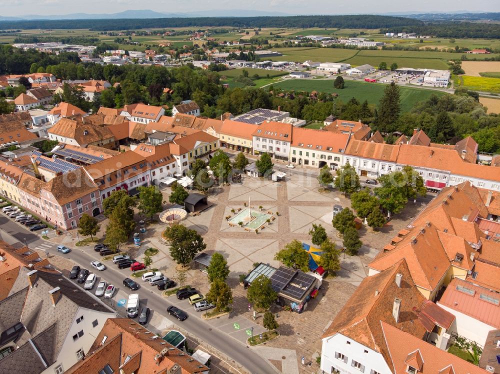 Aerial image Fürstenfeld - The city center in the downtown area in Fuerstenfeld in Steiermark, Austria