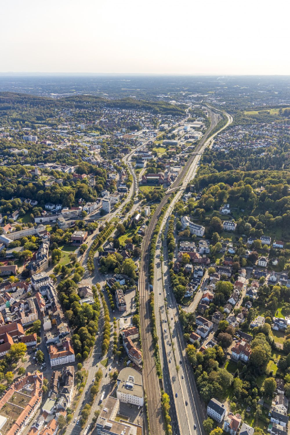 Aerial image Gadderbaum - The city center in the downtown area in Gadderbaum in the state North Rhine-Westphalia, Germany