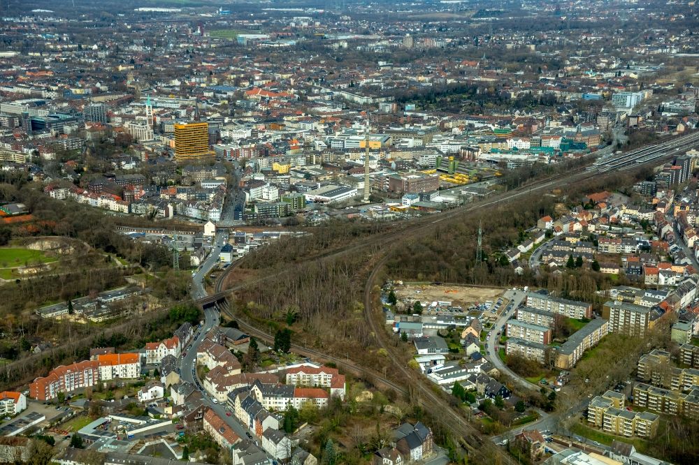 Gelsenkirchen from above - The city center in the downtown area in Gelsenkirchen in the state North Rhine-Westphalia, Germany