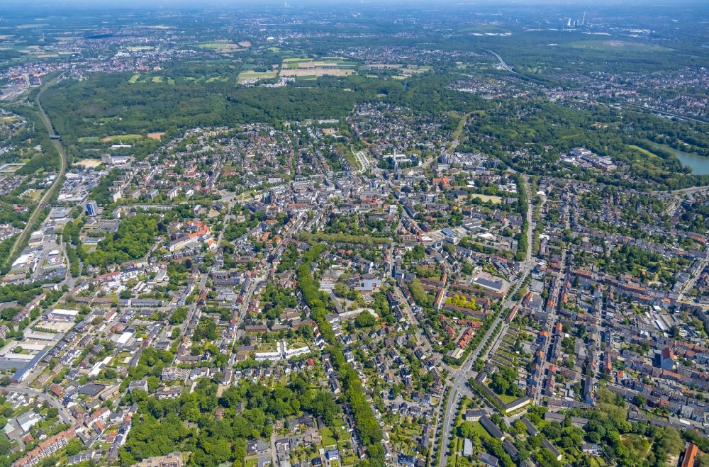Gelsenkirchen from above - The city center in the downtown area in the district Buer in Gelsenkirchen at Ruhrgebiet in the state North Rhine-Westphalia, Germany