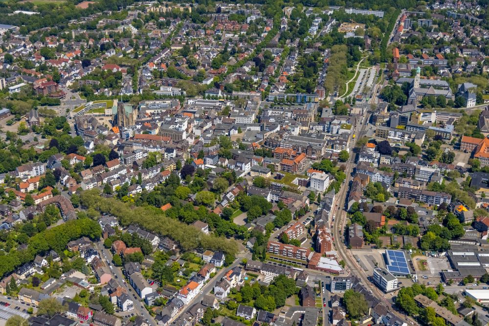Aerial photograph Gelsenkirchen - The city center in the downtown area in the district Buer in Gelsenkirchen at Ruhrgebiet in the state North Rhine-Westphalia, Germany