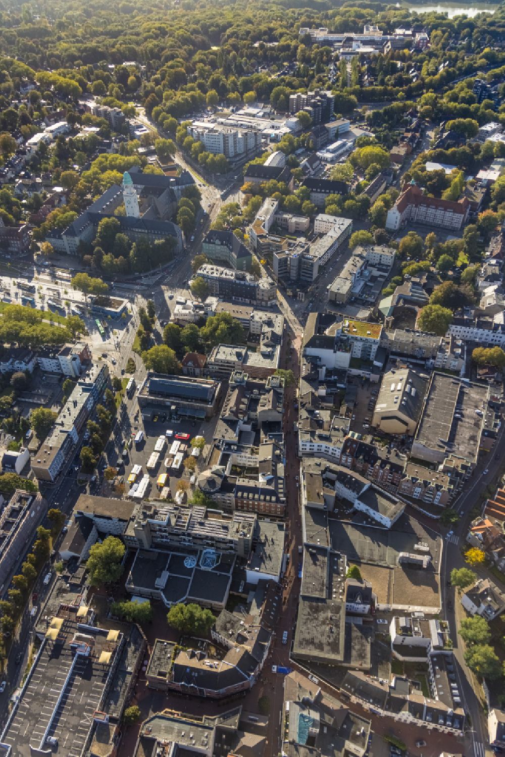 Aerial photograph Gelsenkirchen - The city center in the downtown area in the district Buer in Gelsenkirchen at Ruhrgebiet in the state North Rhine-Westphalia, Germany