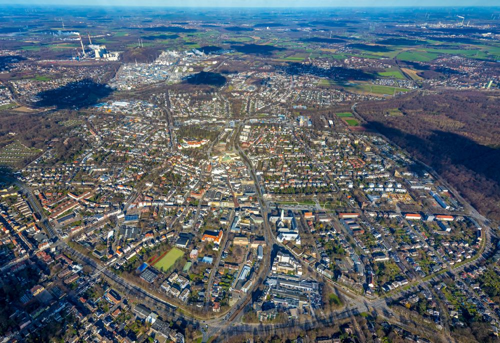 Aerial image Gelsenkirchen - The city center in the downtown area in Gelsenkirchen at Ruhrgebiet in the state North Rhine-Westphalia, Germany
