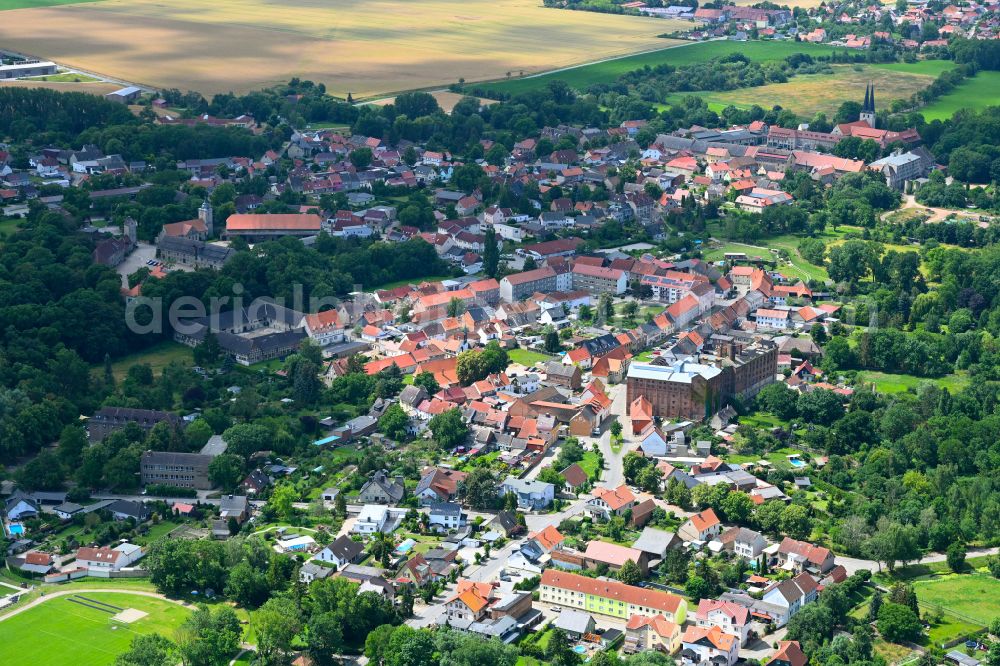 Hadmersleben from above - The city center in the downtown area in Hadmersleben in the state Saxony-Anhalt, Germany