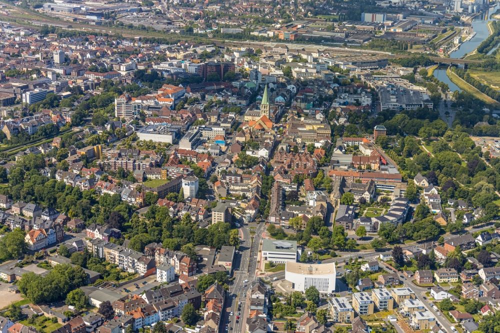 Aerial photograph Hamm - The city center in the downtown area along the Ostenallee in Hamm in the state North Rhine-Westphalia, Germany