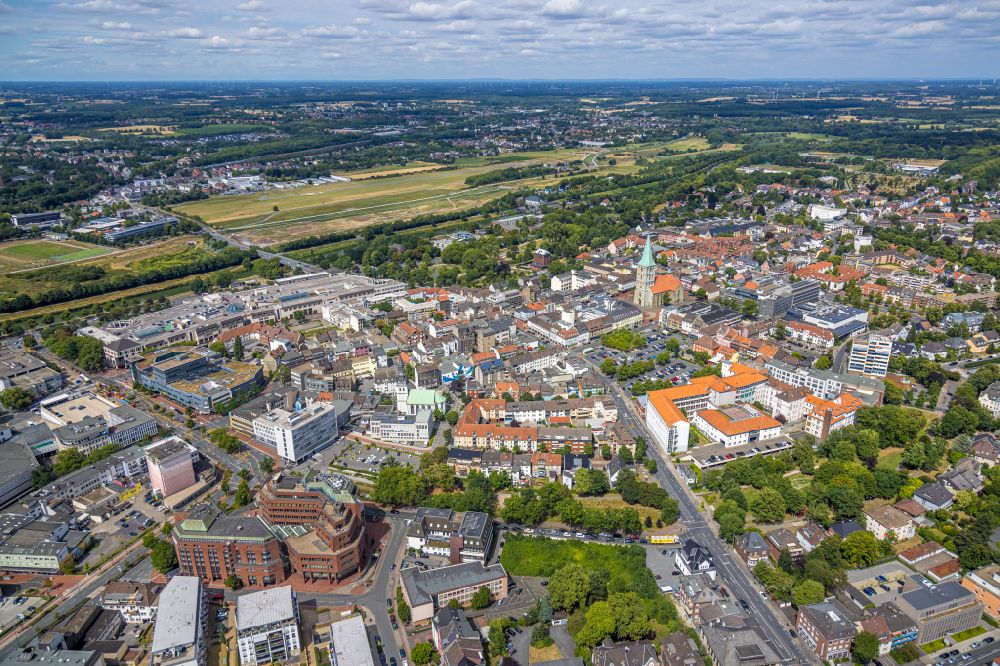 Aerial photograph Hamm - The city center in the downtown area in Hamm at Ruhrgebiet in the state North Rhine-Westphalia, Germany