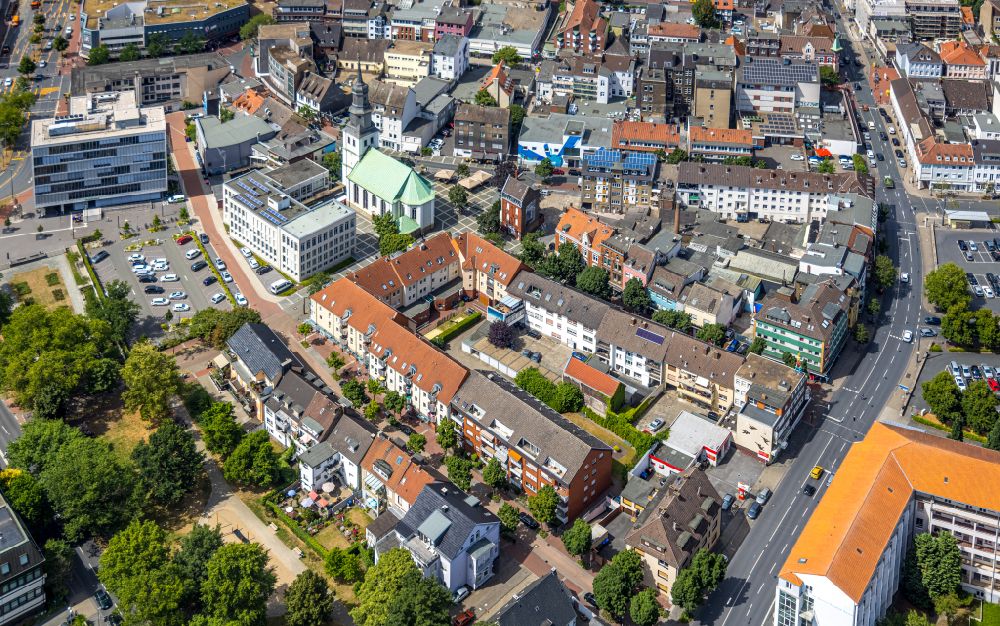 Hamm from above - The city center in the downtown area in Hamm at Ruhrgebiet in the state North Rhine-Westphalia, Germany