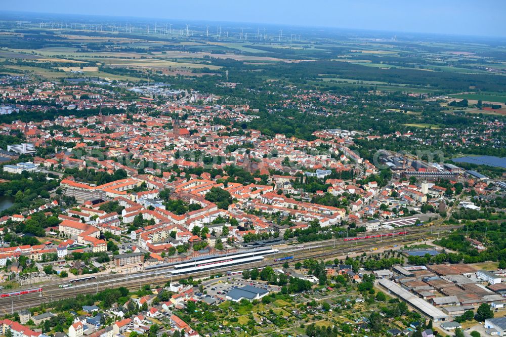 Aerial photograph Stendal - The city center in the downtown area in Hansestadt Stendal in the state Saxony-Anhalt, Germany