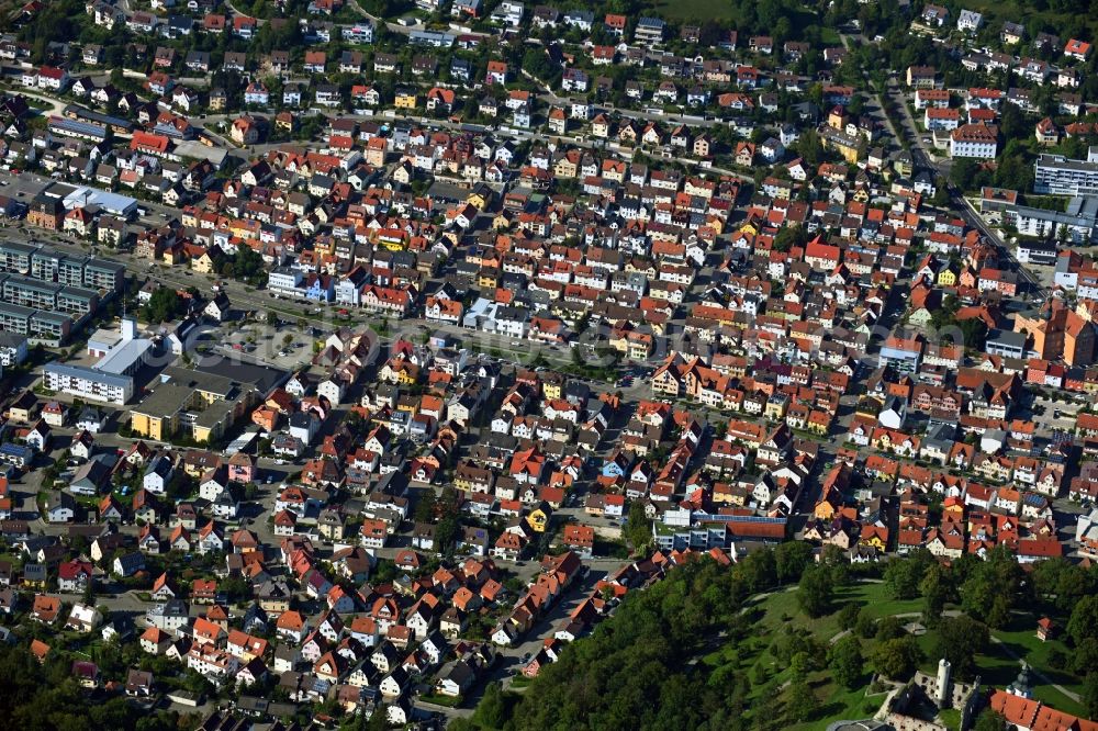 Aerial photograph Heidenheim an der Brenz - The city center in the downtown area in Heidenheim an der Brenz in the state Baden-Wuerttemberg, Germany
