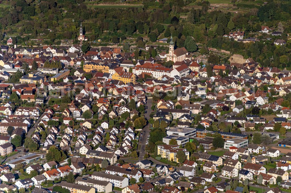 Aerial photograph Herbolzheim - The city center in the downtown area in Herbolzheim in the state Baden-Wuerttemberg, Germany