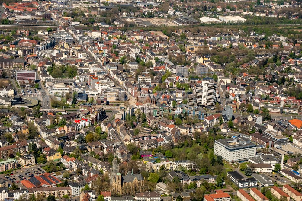 Aerial image Herne - The city center in the downtown area in Herne at Ruhrgebiet in the state North Rhine-Westphalia, Germany