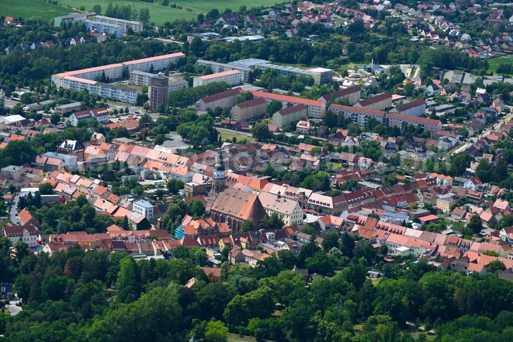Aerial image Herzberg (Elster) - The city center in the downtown area in Herzberg (Elster) in the state Brandenburg, Germany