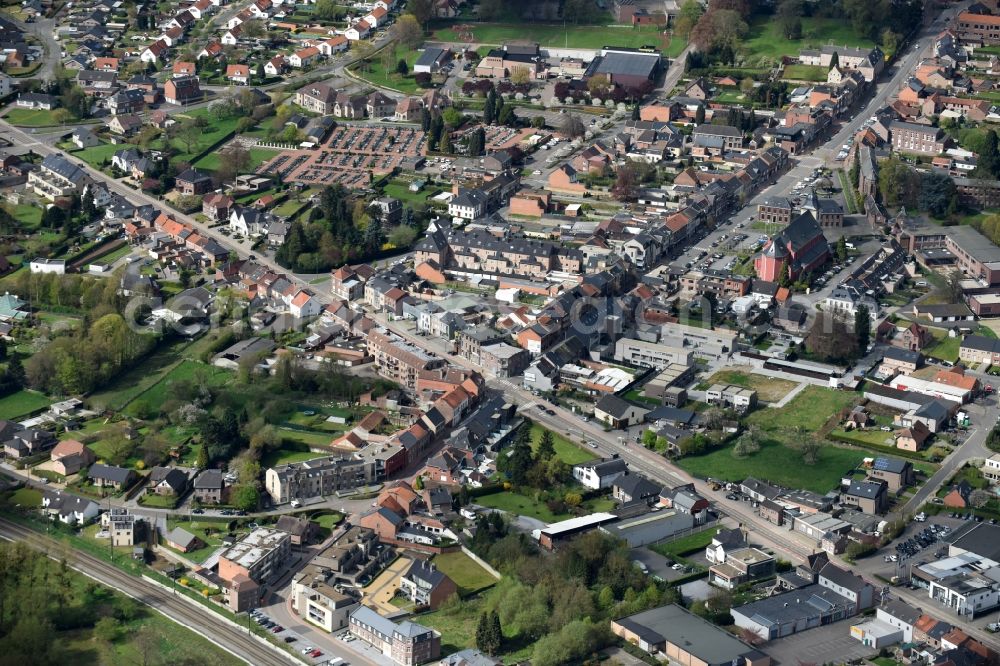 Hoeselt from the bird's eye view: The city center in the downtown area in Hoeselt in Vlaan deren, Belgium