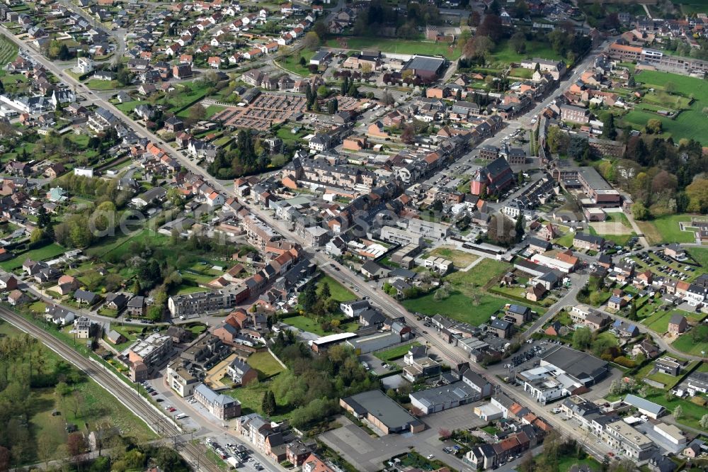 Aerial photograph Hoeselt - The city center in the downtown area in Hoeselt in Vlaan deren, Belgium