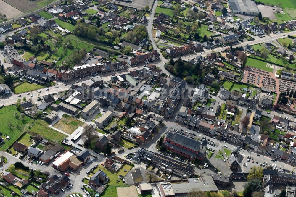 Aerial image Hoeselt - The city center in the downtown area in Hoeselt in Vlaan deren, Belgium