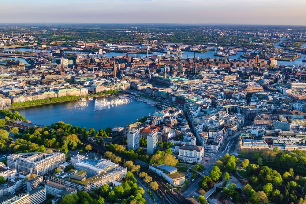 Aerial image Hamburg - The city center in the downtown are in Hamburg in Germany