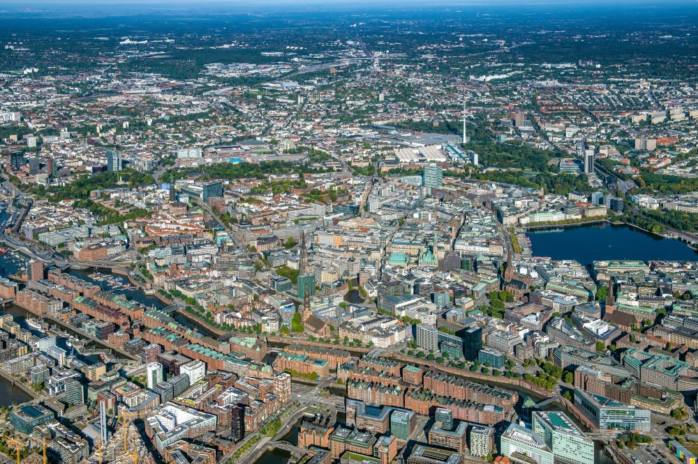 Aerial image Hamburg - The city center in the downtown are in Hamburg in Germany