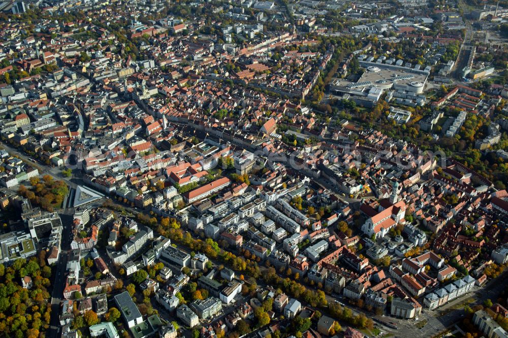 Aerial image Innenstadt - Sankt Ulrich-Dom - The city center in the downtown area in Innenstadt - Sankt Ulrich-Dom in the state Bavaria, Germany