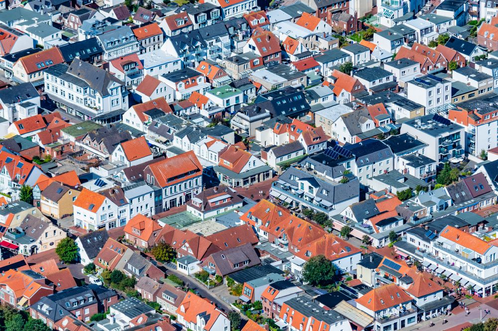 Norderney from above - City center in the inner city area on the island of Norderney in the state of Lower Saxony, Germany