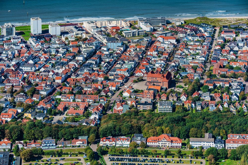 Aerial image Norderney - City center in the inner city area on the island of Norderney in the state of Lower Saxony, Germany